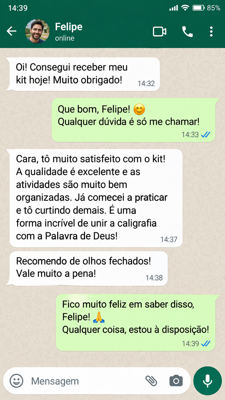 Conversa no WhatsApp com Felipe