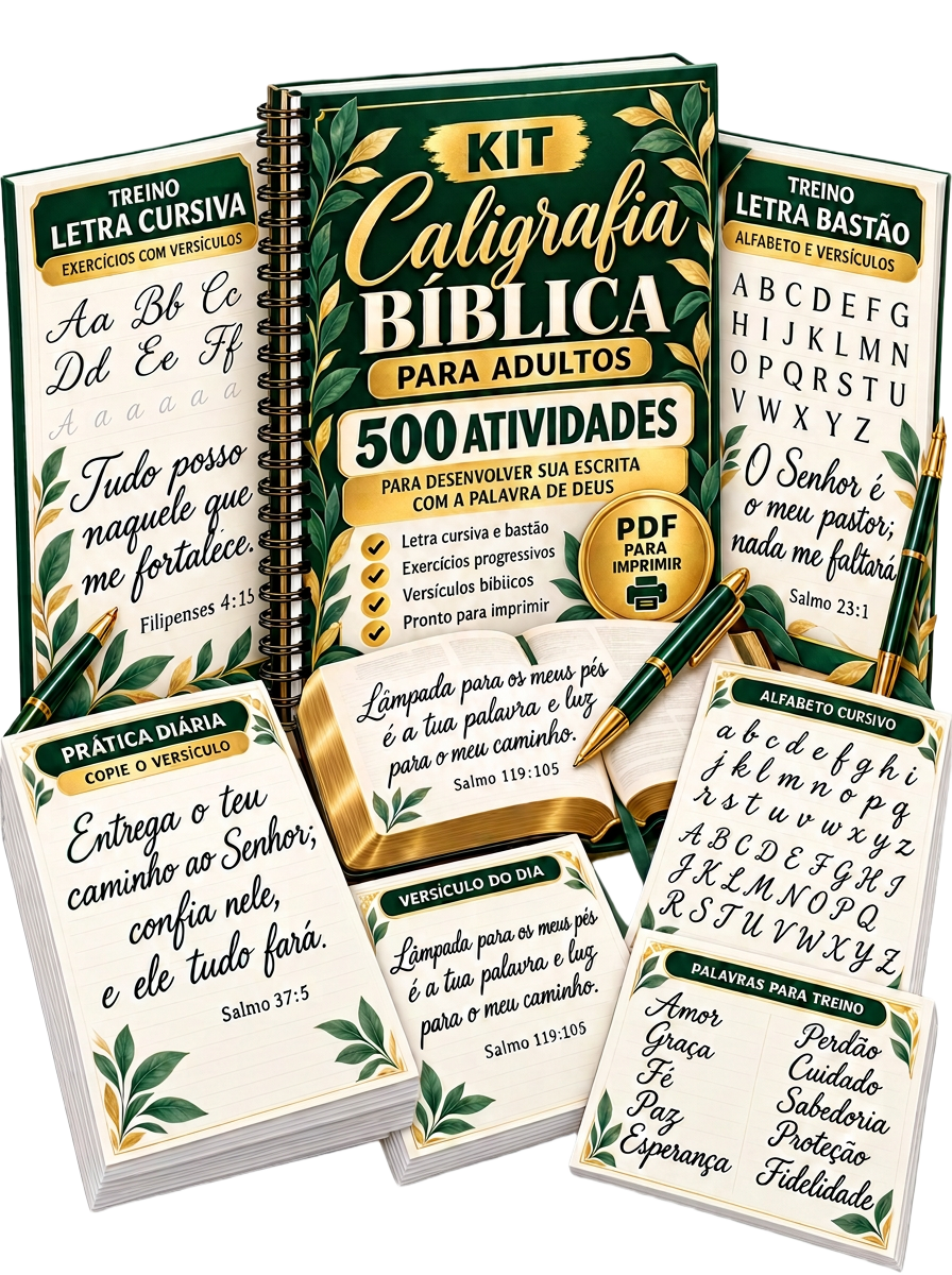 Kit Caligrafia Bíblica para Adultos com 500 atividades em PDF para imprimir